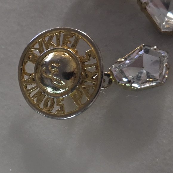 RARE FIND SONIA RYKIEL PARIS GOLD TONE CLIP ON EARRINGS WITH RHINESTONE - Picture 3 of 7